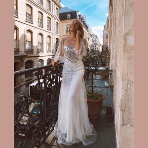 $6990 NWT Temperley London Promise Chiffon Beaded Runway Bridal Gown